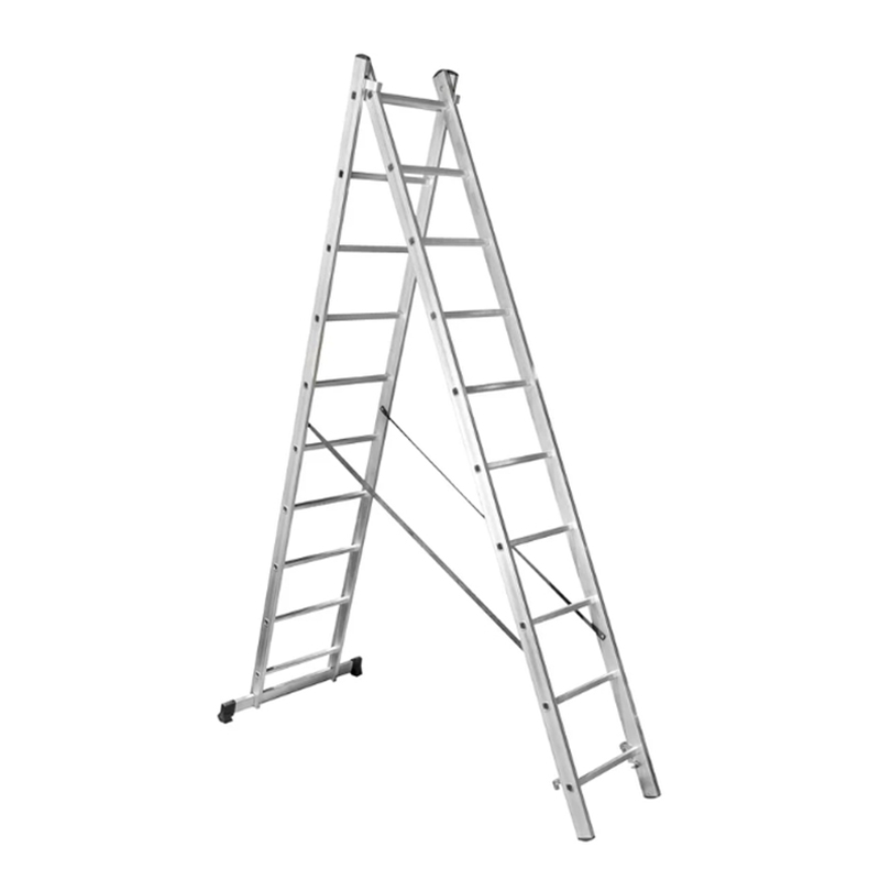 Лестница алюминиевая двухсекционная 10 ступеней,  СИЛАЧ 2*10, 2,87/4,86 м (1/1)