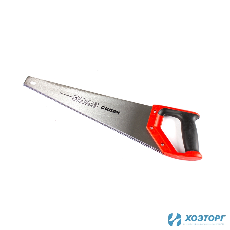  Ножовка по дереву 450мм,  5 TPI, крупный калёный зуб, быстрый рез поперек волокон, 3D-заточка, 2х комп рук-ка СИЛАЧ (12/48)