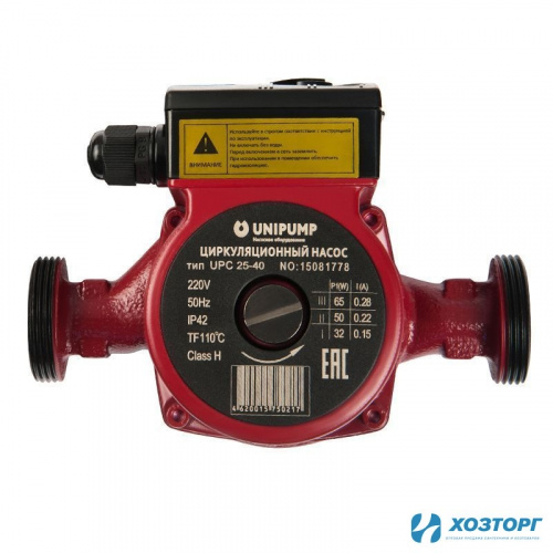 Насос циркуляционный UNIPUMP UPС 25-40, 180мм, напор 4м, 65Вт, подключение 1", 53843 (1/8)