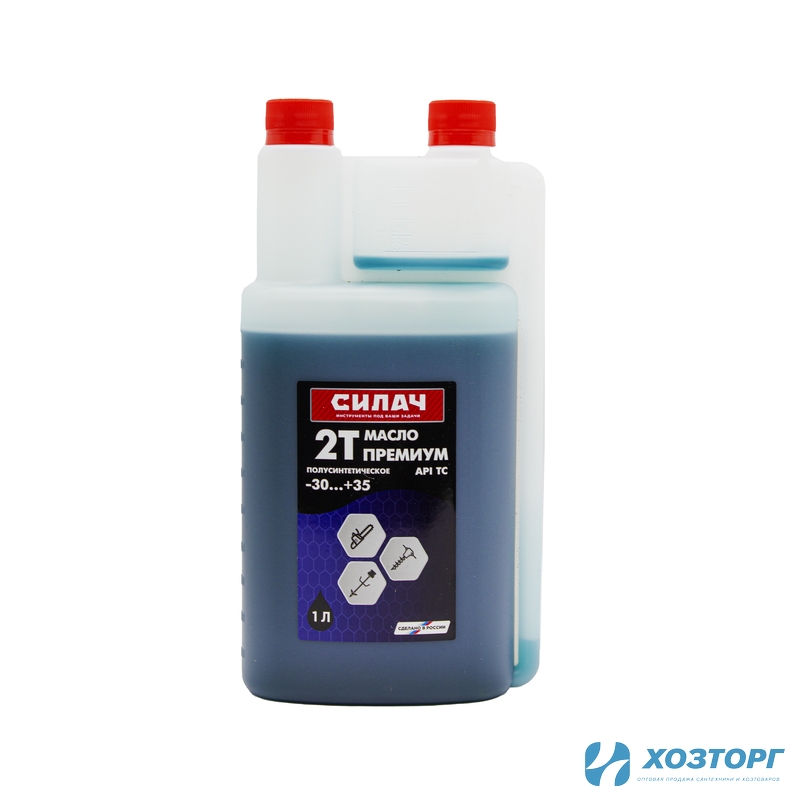 Масло двухтактное полусинтетическое  СИЛАЧ ПРЕМИУМ  2Т API TC,1 литр,  с дозатором (1/9)