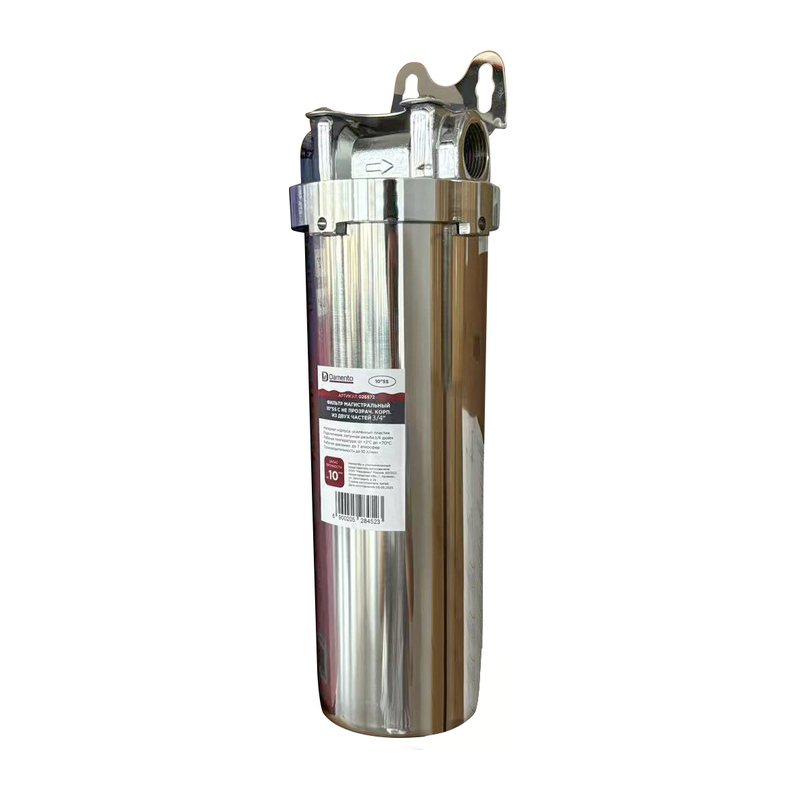  Фильтр магистральный 10"SS HOT Damento , металлический,  для горячей воды, корп. из двух частей, 3/4" (1/12)