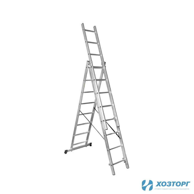 Лестница алюминиевая трёхсекционная 8 ступеней,  СИЛАЧ 3*8, 2,29/3,75/5,17 м (1/1)