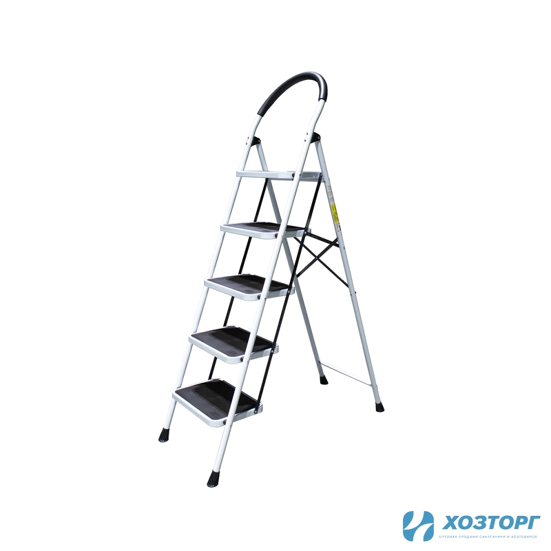 Лестница-стремянка ПОЛЕСАД 5-х ступенчатая с широкими антискользящими ступенями (1/4)