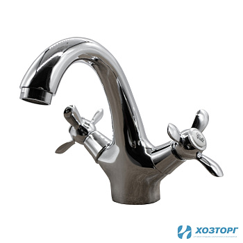 Смеситель  д/умывальника DORON DL 1517-N, 1/2 керамика, хром, излив литой нос, п/г (1/10)