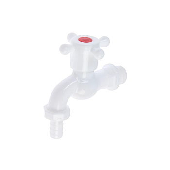 Кран водоразборный 1/2" со штуцером (пластик) крестовая ручка 5541250 (1/500)