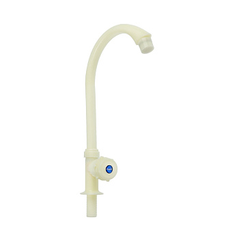 Кран на одну воду с высоким изливом (пластик) 1/2" цвет рисовый 5149048 (1/100)