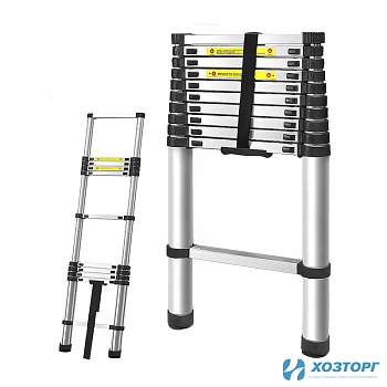 Телескопическая лестница GRASSMAN 3,2 м, масса 7,8 кг, нагрузка до 150 кг,11 ступеней (1/40)