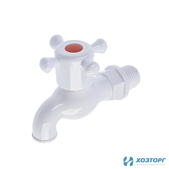 Кран водоразборный 1/2" (пластик) крестовая ручка усиленный 10668155 (1/300)