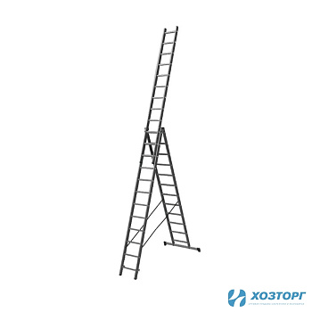 Лестница алюминиевая трёхсекционная 13 ступеней,  СИЛАЧ 3*13,  3,7/6,55/8,86 м(1/1)