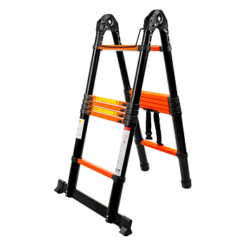 Телескопическая стремянка-лестница из стали  ПОЛЕСАД Стандарт 3,8 м,12 ступеней, нагрузка до 150 кг. (1/1)