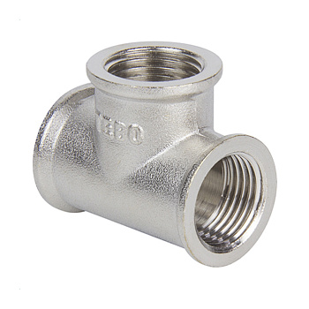 Тройник 25 (1") внутренняя/внутренняя/внутренняя резьба никель TEBO (4/48)