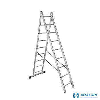 Лестница алюминиевая двухсекционная 9 ступеней,  СИЛАЧ 2*9, 2,59/4,3 м (1/1)