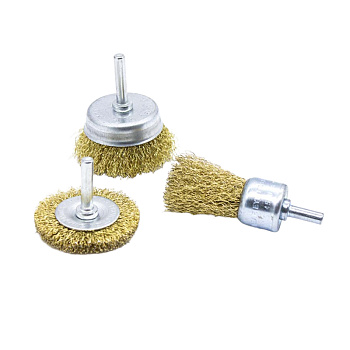 Набор щёток для дрели СИЛАЧ со шпильками, 3 предмета (плоская 50 мм, чашки.25-50 мм) (1/100)