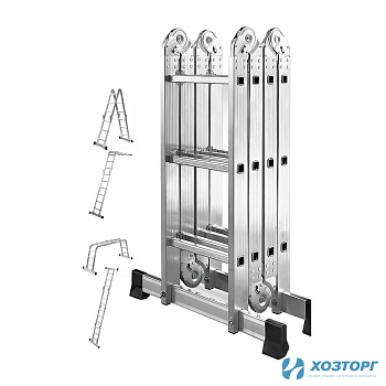 Лестница-трансформер GRASSMAN 4*3, высота 3,5 м, масса 10,5 кг, нагрузка до 150 кг (1/12)
