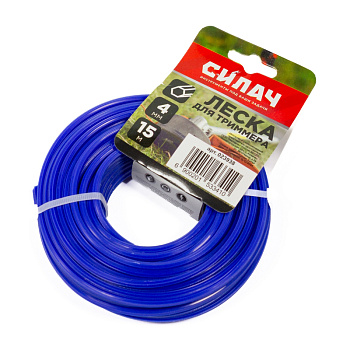 Леска СИЛАЧ 4,0 мм шестигранник , голубой ,15 метров (5/120)