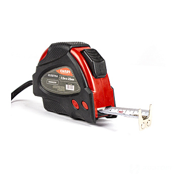 Рулетка  7,5м х 25мм СИЛАЧ ПРЕМИУМ магнитная, обрезиненный корпус, нейлон. двустор. покр ленты, автостоп (6/60)