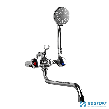 Смеситель  д/ванны DORON DВ 1318-30S, 1/2 керамика, хром. излив 300 мм, лейка 1 режим (1/10)