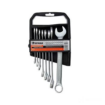 Набор ключей комбинированных,  8 предметов, полированные CRV пластик холдер ЕРМАК 736-097 (1/30)