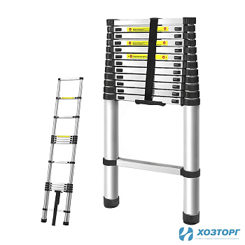 Телескопическая лестница GRASSMAN 3,8 м, масса 9,5 кг, нагрузка до 150 кг,13 ступеней (1/40)
