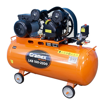 Воздушный компрессор GRAMEX LKB 100-2200 (400л/мин, объем100л, 2,2кВт, 8бар, 2850об/мин) (1/4)