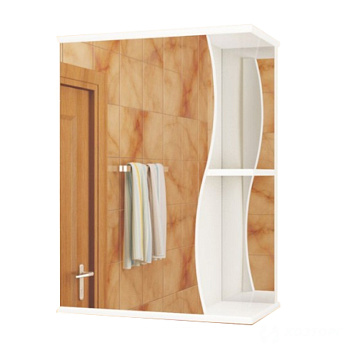    Шкаф-зеркало для ванной ВОЛНА 550 белый, левое (с подстветкой) 0282 (MDW) (1/5)