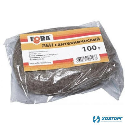 Лён сантехнический 100гр, в пакете, FORA 006140401 (1/50)