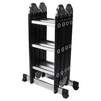 Лестница-трансформер из углеродной стали ПОЛЕСАД Стандарт 4*3, выс 3,17 м, масса 10,9 кг (1/12)